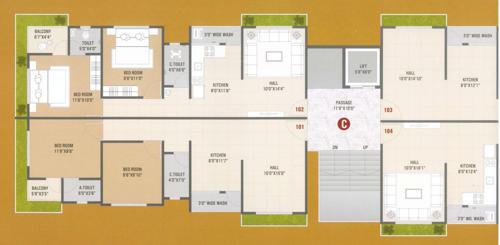 shree-hari-residency Tower C Cluster Plan from 1st to 7th Floor