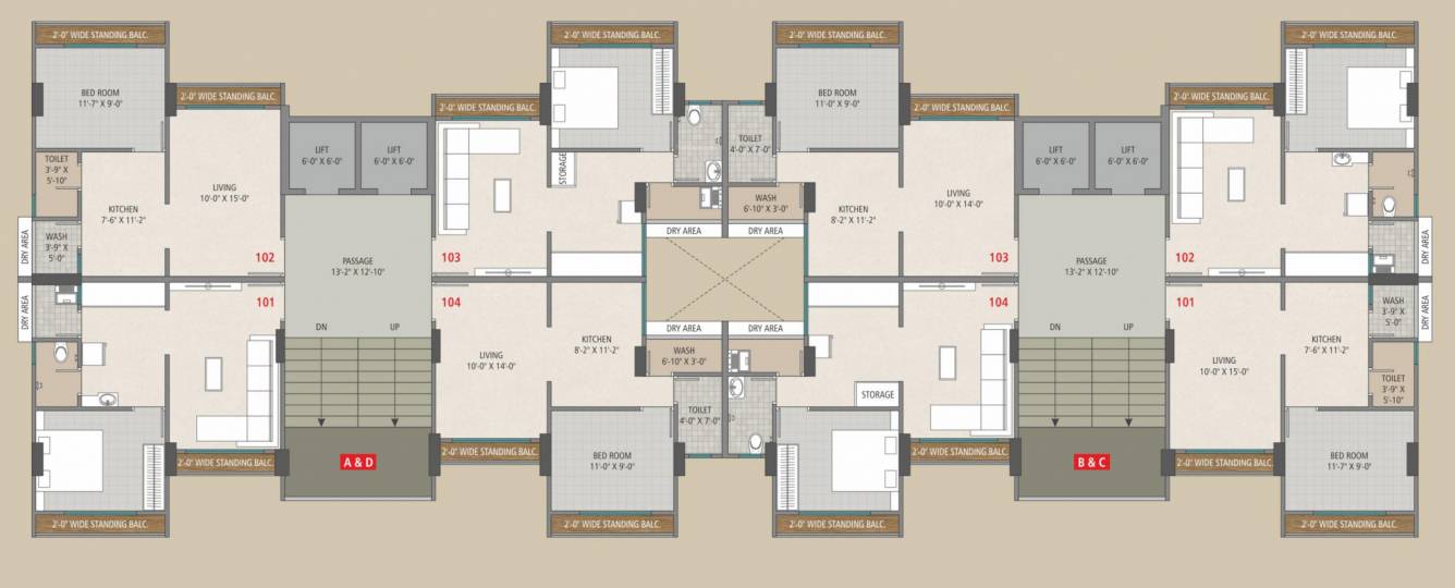  prestige riona Tower A Cluster Plan from 1st to 13th Floor