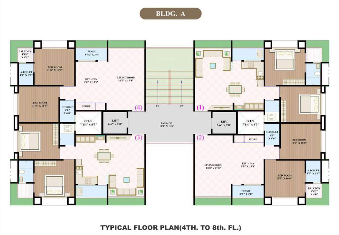  sangam heights Building A Cluster Plan from 4th to 8th Floor