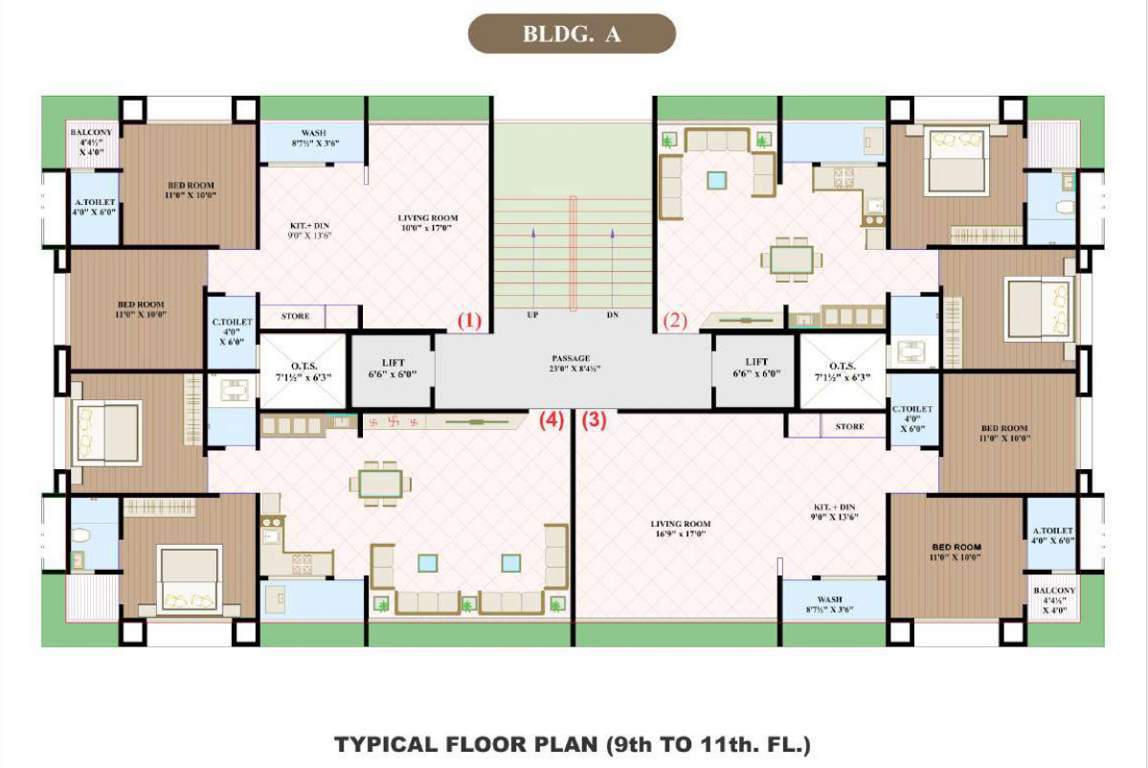  sangam heights Building A Cluster Plan from 9th to 11th Floor