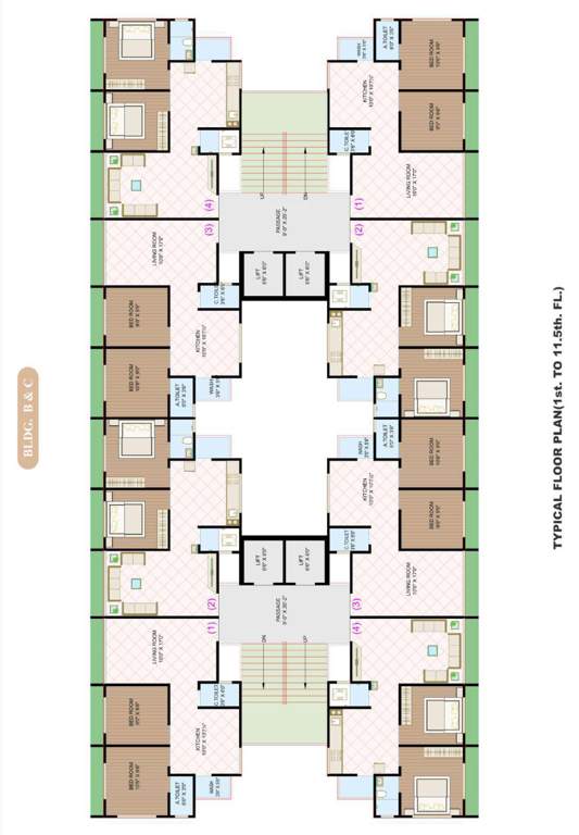  sangam heights Building B And C Cluster Plan from 1st to 11th Floor