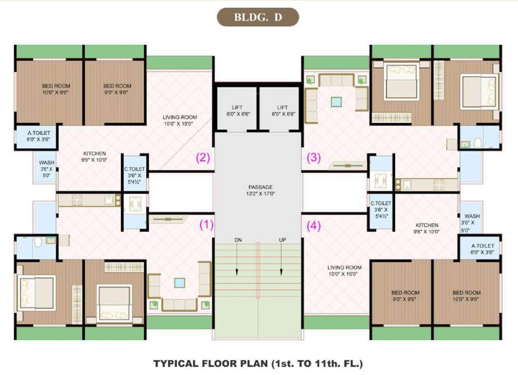  sangam heights Building D Cluster Plan from 1st to 11th Floor