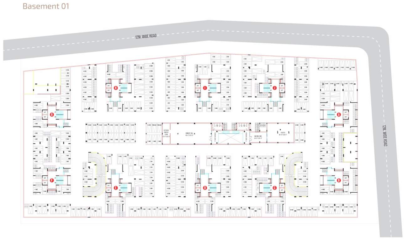  anavya parmeshwar Block A, B, C, D, E, F, G, H, I And J Cluster Plan for Basement 01 Floor