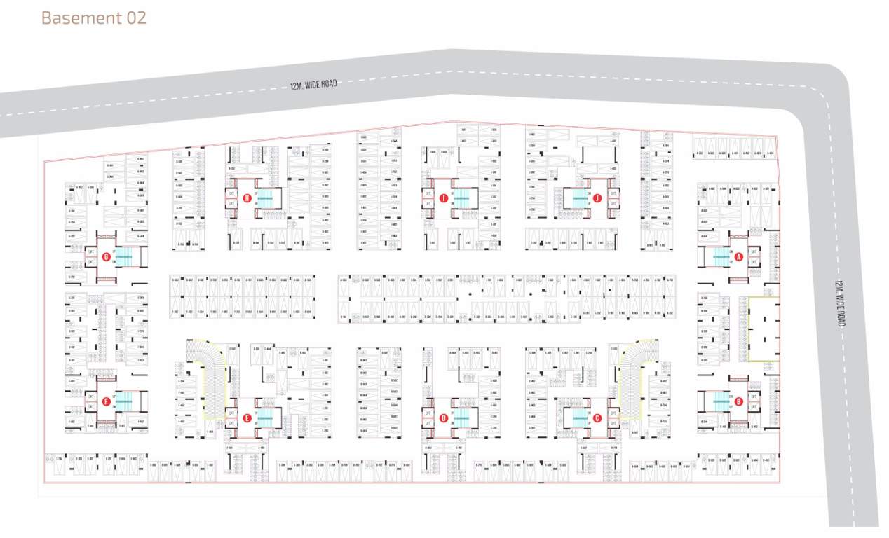  anavya parmeshwar Block A, B, C, D, E, F, G, H, I And J Cluster Plan for Basement 02 floor
