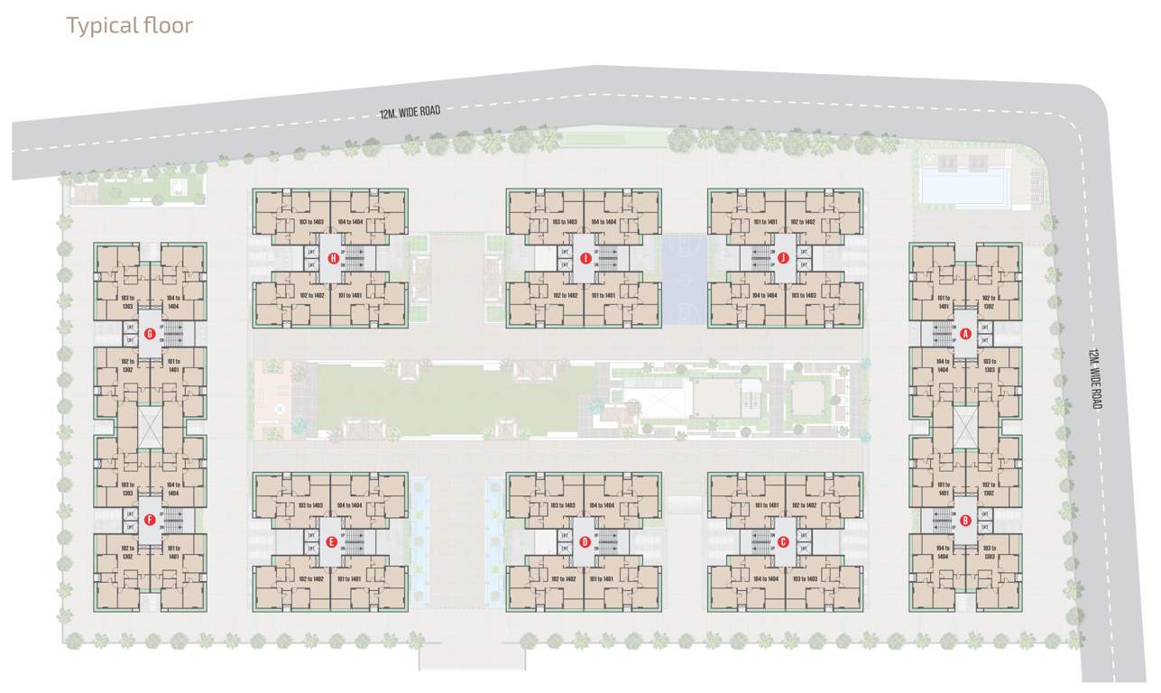  anavya parmeshwar Block A, B, C, D, E, F, G, H, I And J Cluster Plan for Typical Floor