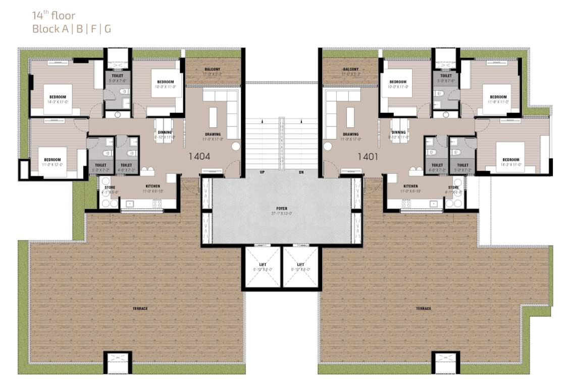  anavya parmeshwar Block A, B, F And G Cluster Plan for 14th Floor