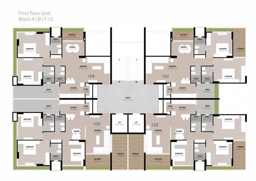  anavya-parmeshwar Block A, B, F And G Cluster Plan for 1st Floor