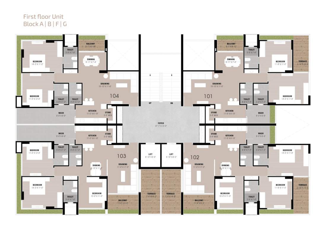  anavya parmeshwar Block A, B, F And G Cluster Plan for 1st Floor