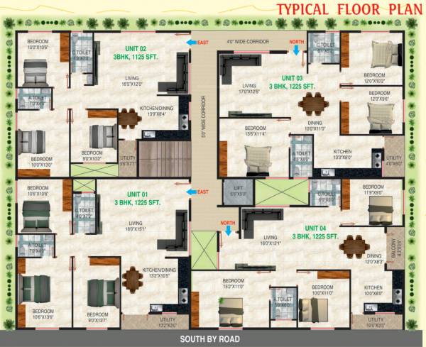  tulasi-brindavan Tulasi Brindavan Cluster Plan from 1st to 4th Floor