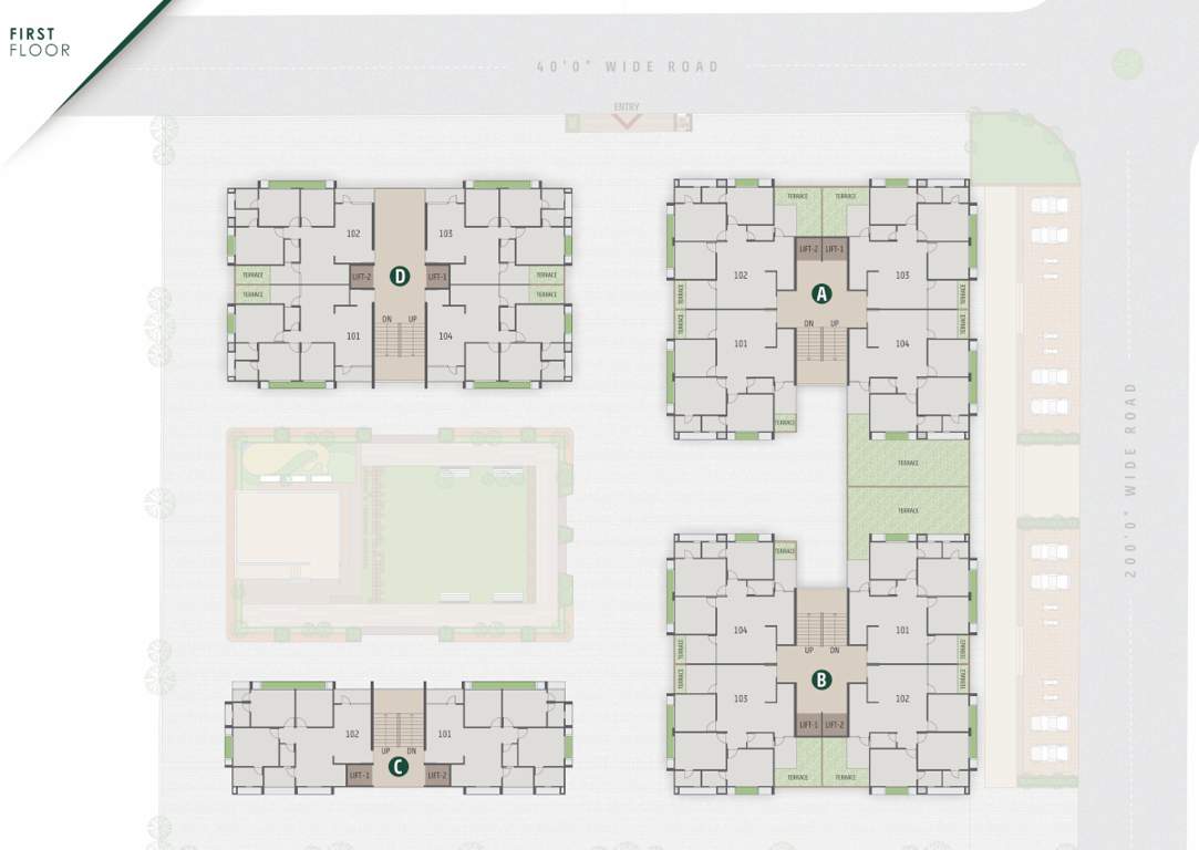  radhe parisar Tower A, B, C, D Cluster Plan for 1st Floor