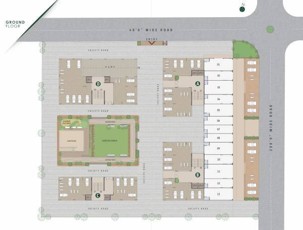  radhe-parisar Tower A, B, C, D Cluster Plan for ground Floor