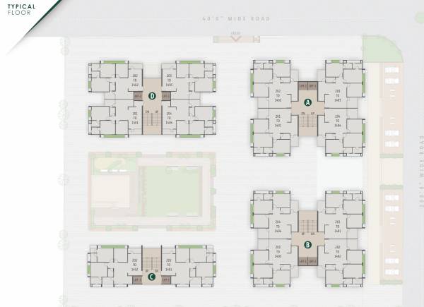  radhe-parisar Tower A, B, C, D Cluster Plan from 2nd to 14th Floor