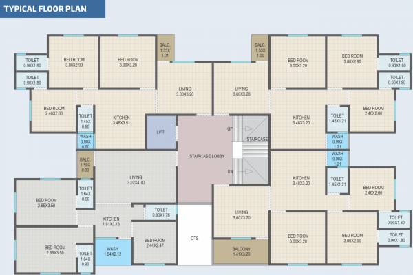  bluet Single Wing Cluster Plan from 1st to 5th Floor
