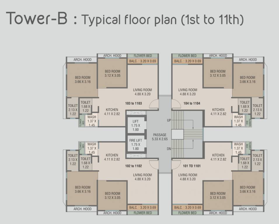 shantam nirvanta Tower B Cluster Plan from 1st to 11th Floor