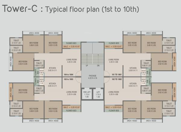 Tower C Cluster Plan from 1st to 10th Floor shantam-nirvanta Tower C Cluster Plan from 1st to 10th Floor