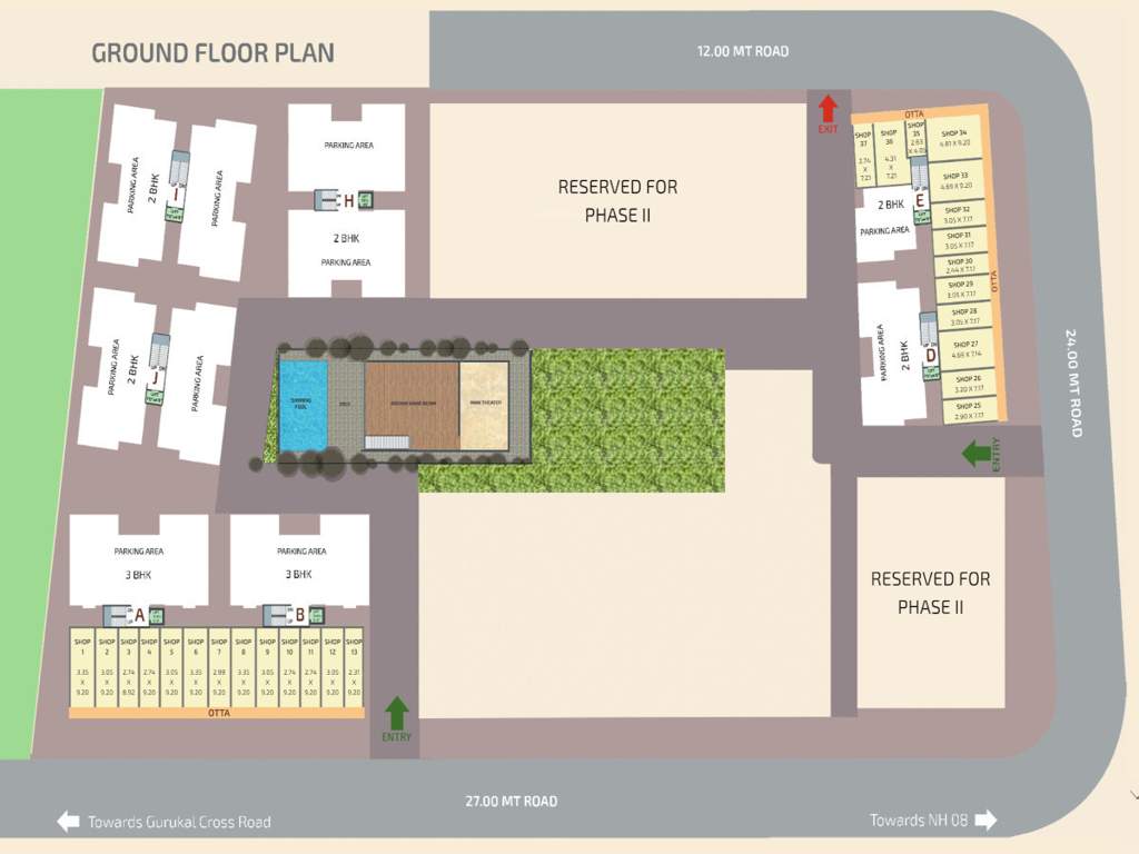  signature phase 1 Tower A, B, D, E, H, I, J Cluster Plan for ground Floor