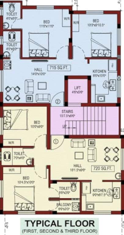  sharadha homes Sharadha Homes Cluster Plan from 1st to 3rd Floor