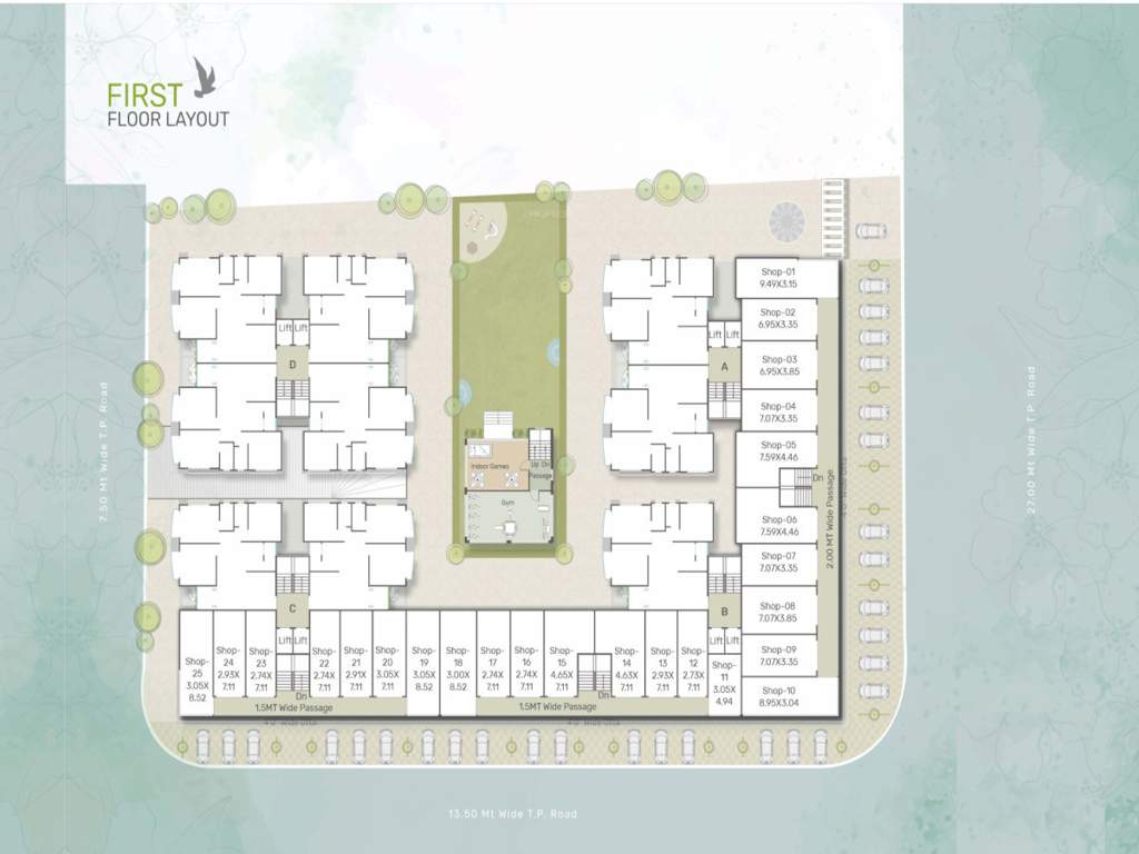  shree siddheshwar heliconia Tower A, B, C, D Cluster Plan for 1st Floor