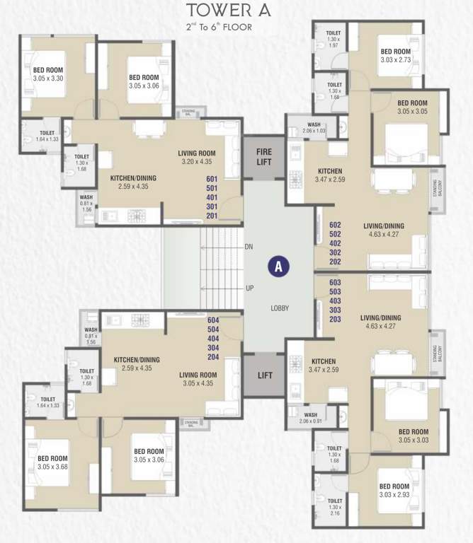  bansari heights Tower A Cluster Plan from 2nd to 6th Floor