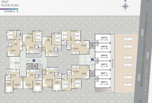  bansari-heights Tower AB Cluster Plan for 1st Floor