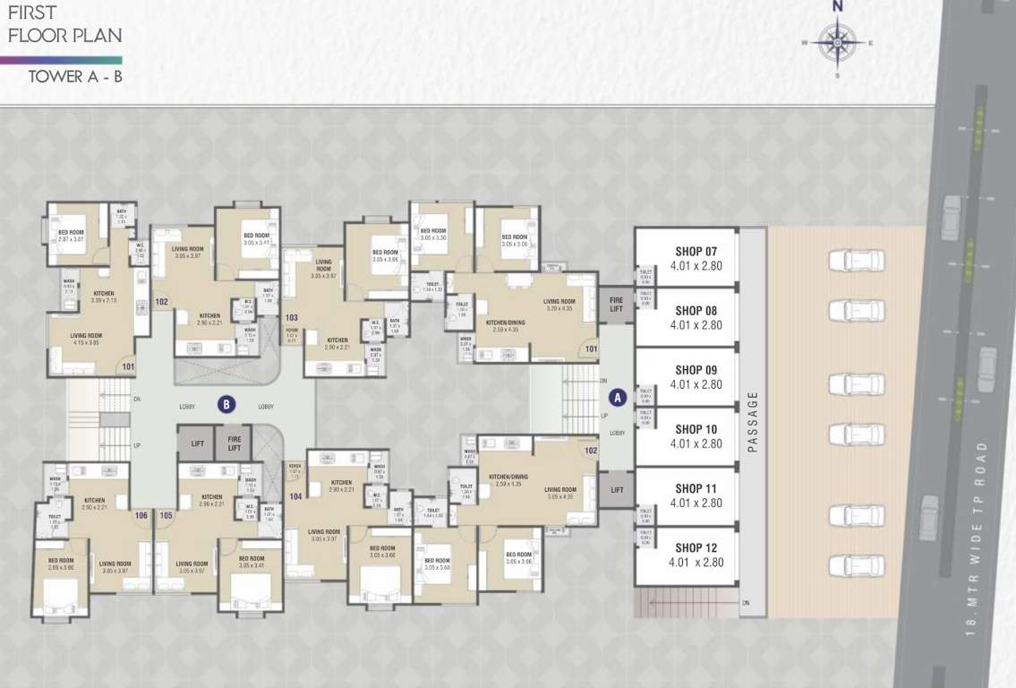  bansari heights Tower AB Cluster Plan for 1st Floor