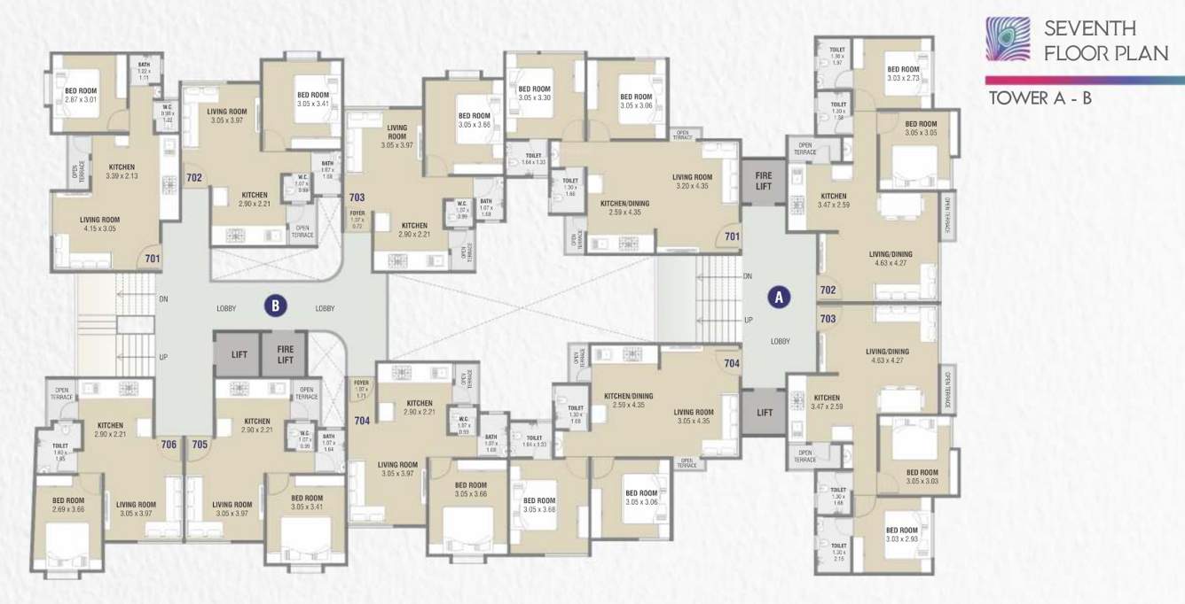  bansari heights Tower AB Cluster Plan for 7th Floor