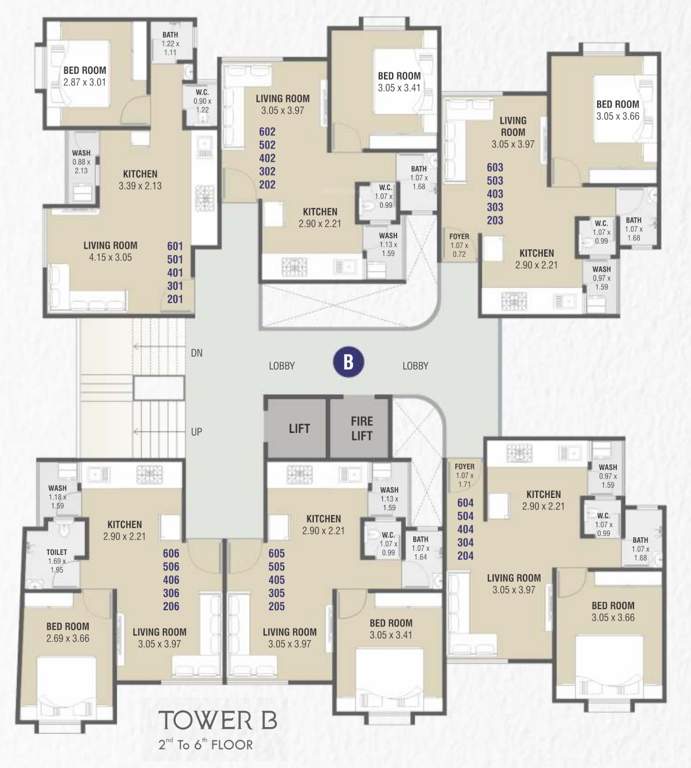  bansari heights Tower B Cluster Plan from 2nd to 6th Floor