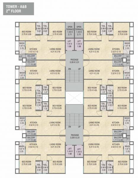 Tower AB Cluster Plan for 2nd Floor shyamal-pride-apartment Tower AB Cluster Plan for 2nd Floor