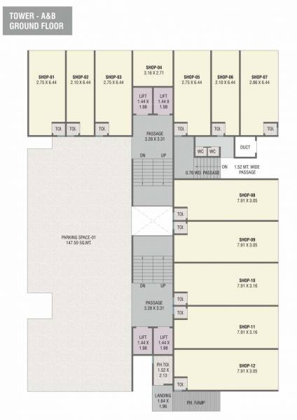 Tower AB Cluster Plan for ground Floor shyamal-pride-apartment Tower AB Cluster Plan for ground Floor