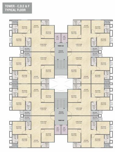 Tower CDEF Cluster Plan from 1st to 7th Floor shyamal-pride-apartment Tower CDEF Cluster Plan from 1st to 7th Floor