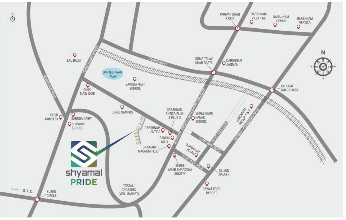  shyamal pride villa Location Plan