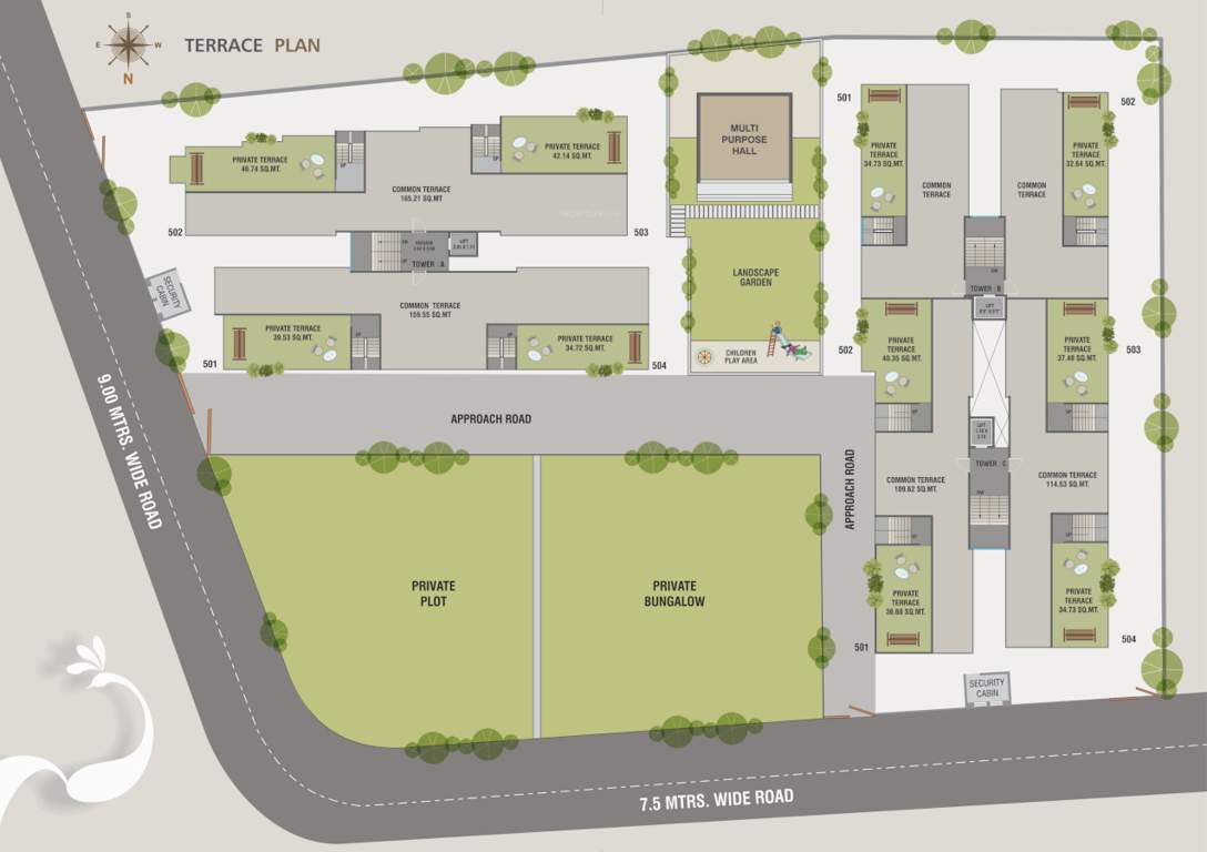 radhe shyam edifice Tower A, B And C Cluster Plan for Terrace Floor