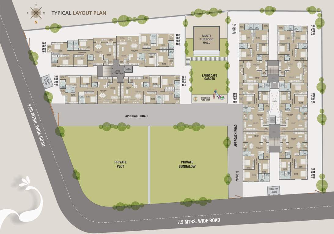 radhe shyam edifice Tower A,B,C Cluster Plan from 1st to 4th Floor