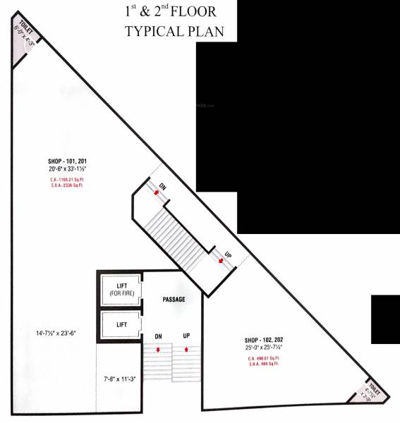  square Block A Cluster Plan from 1st to 2nd Floor