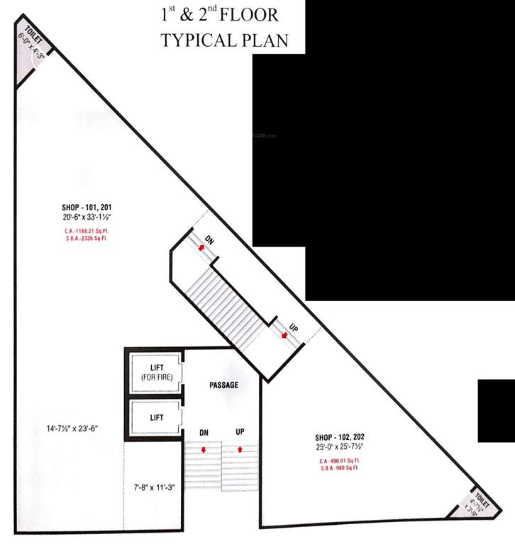 square Block A Cluster Plan from 1st to 2nd Floor