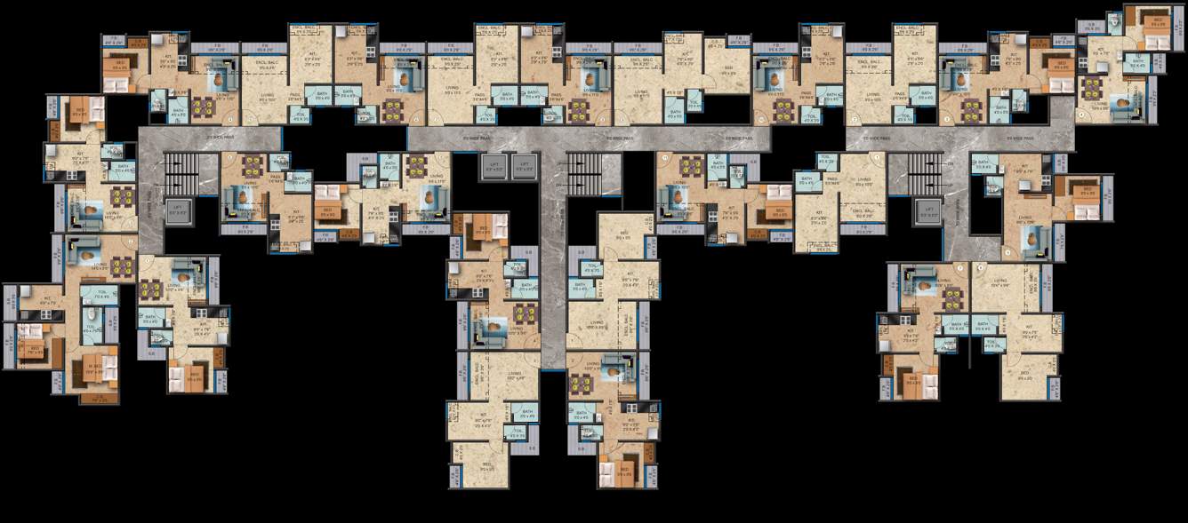  valley Dummy Tower Cluster Plan from 1st to 7th Floor