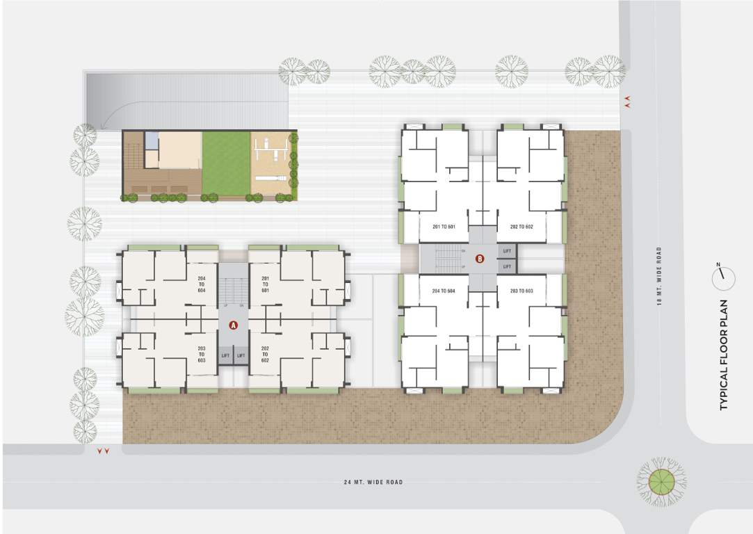  shivam residency Block A And B Cluster Plan for Typical Floor