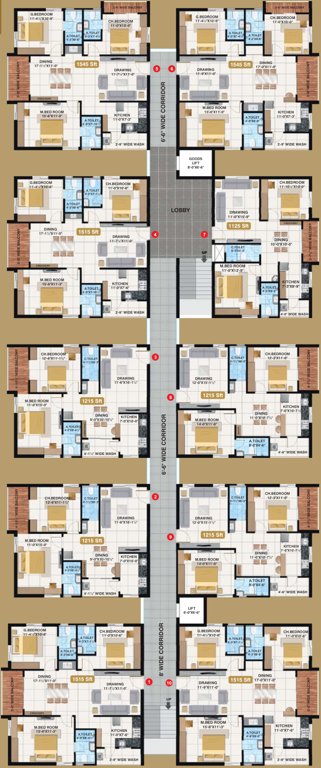  kollaar Block A Cluster Plan from ground to 5th Floor