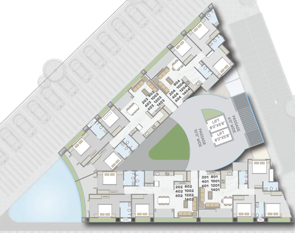  sky heights Tower A Cluster Plan From 2nd To 14th Floor
