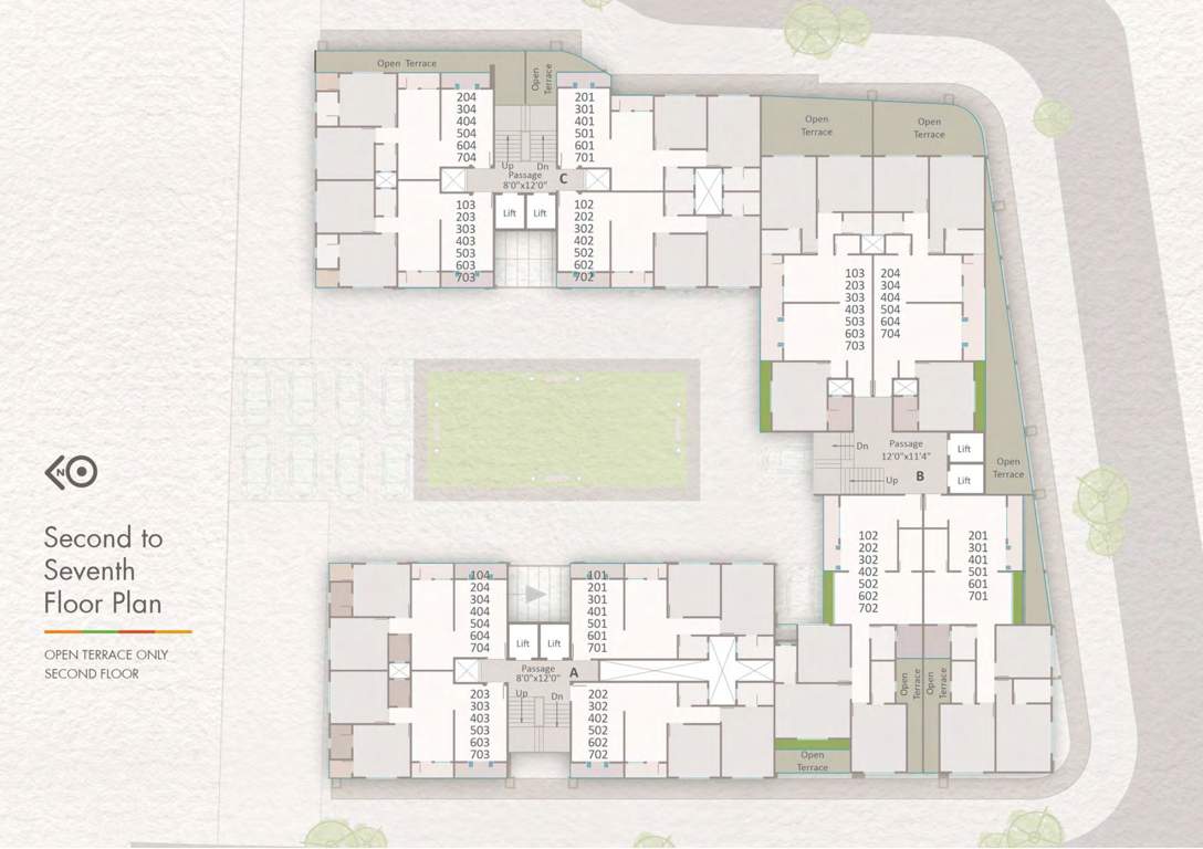  priya crossroads A, B And C  Cluster Plan from 2nd to 7th Floor