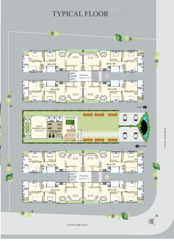 unity lifestyle Tower A,B Cluster Plan For Typical
