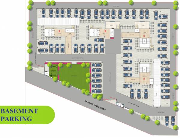  royal Block A, B, C And D Cluster Plan for Basement Parking Plan