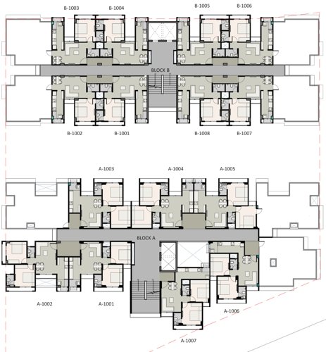  aarambh Block A And Block B Cluster Plan for 10th Floor