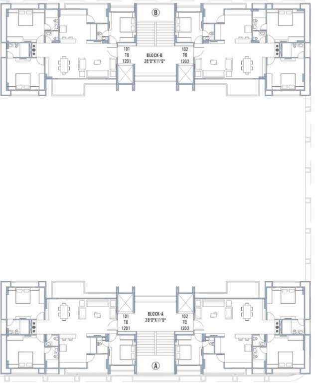  sky line Unit NO  1 Cluster Plan From 1st To 12th Floor