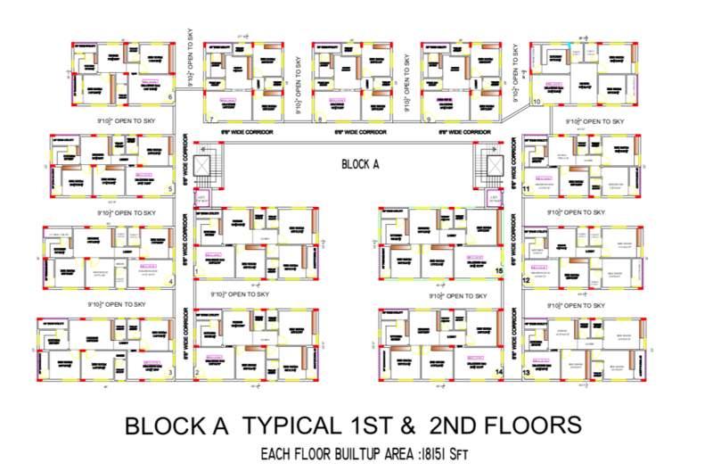  samaikya towers Cluster Plan from 1st to 2nd Floor