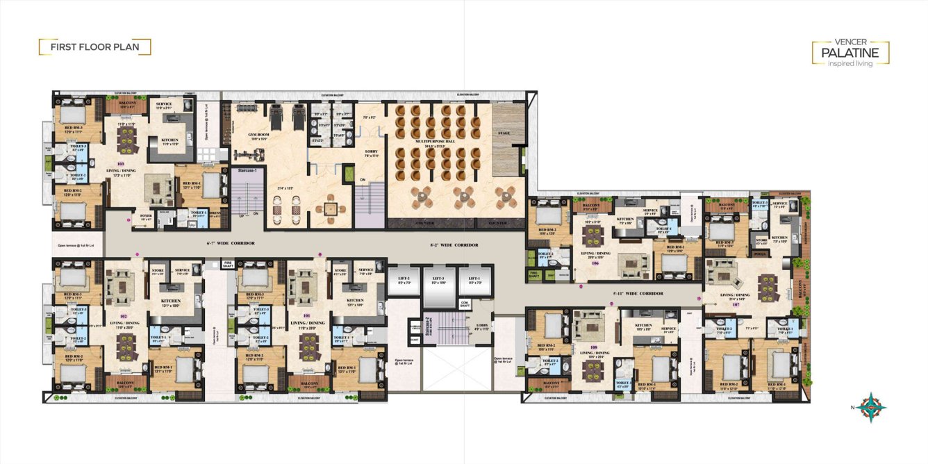 palatine Block B Cluster Plan for 1st Floor