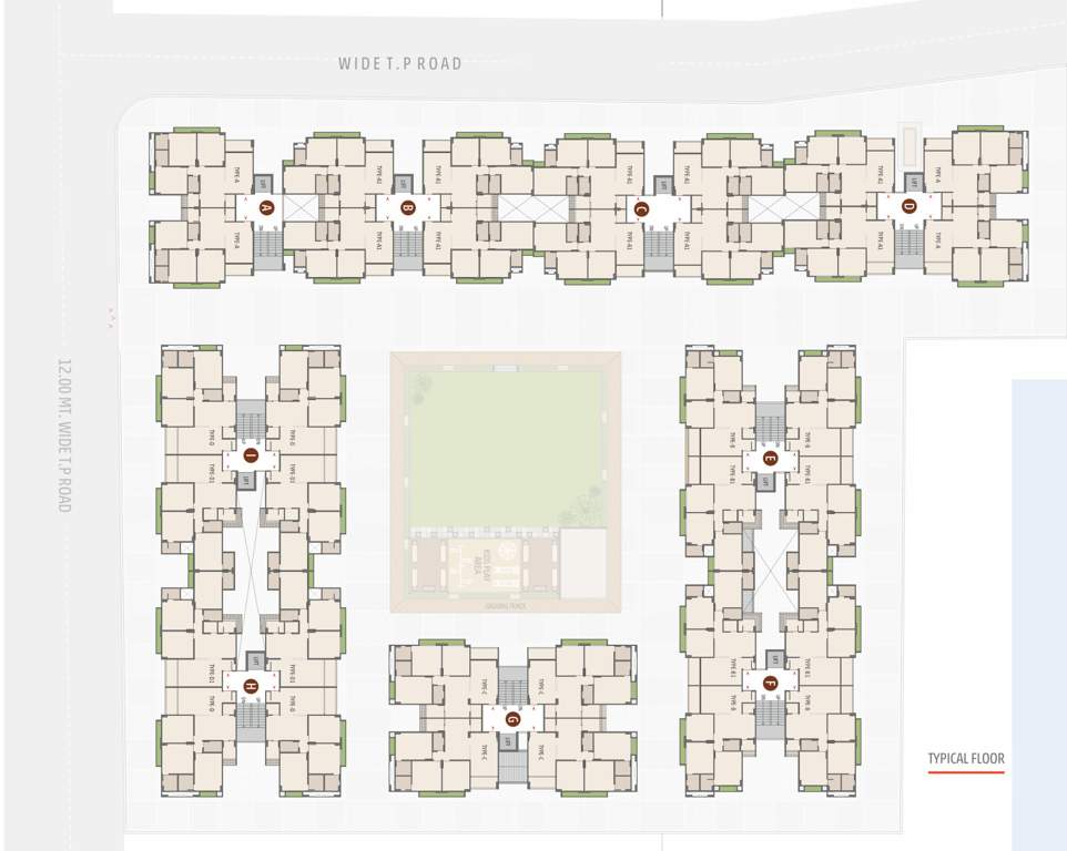  pushkar flora A, B, C, D, E, F, G, H, I  Cluster Plan from 1st to 7th Floor
