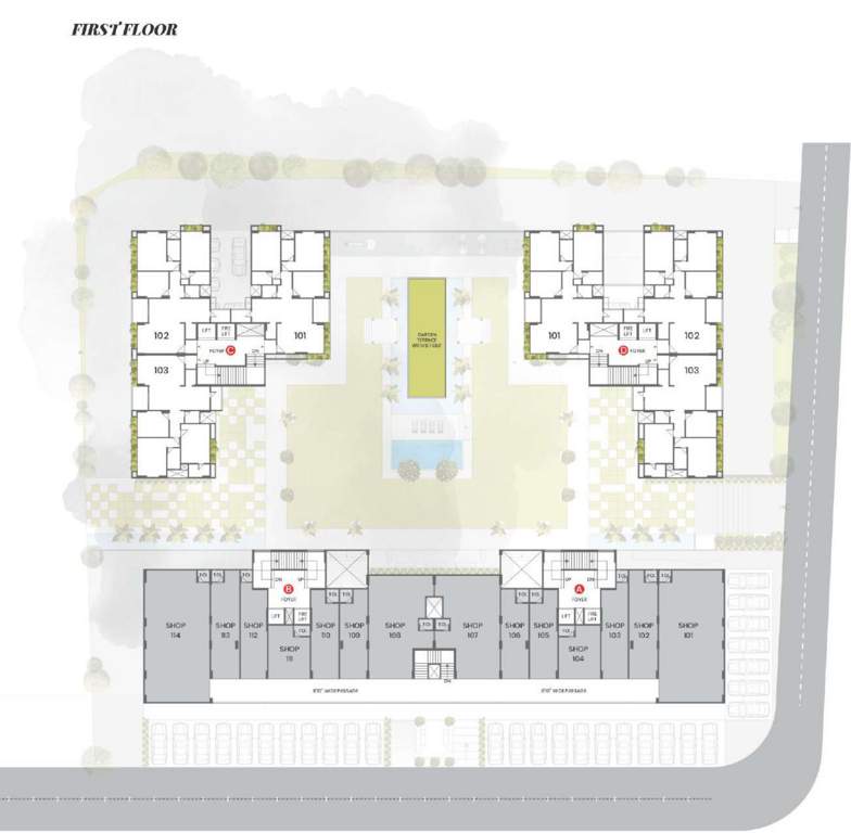  serene Block A, B,  C And D Cluster Plan for 1st Floor