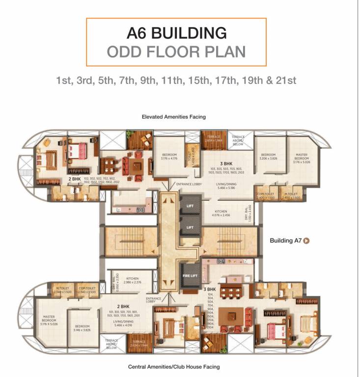  prospera A6 Building Cluster Plan for Odd Floor