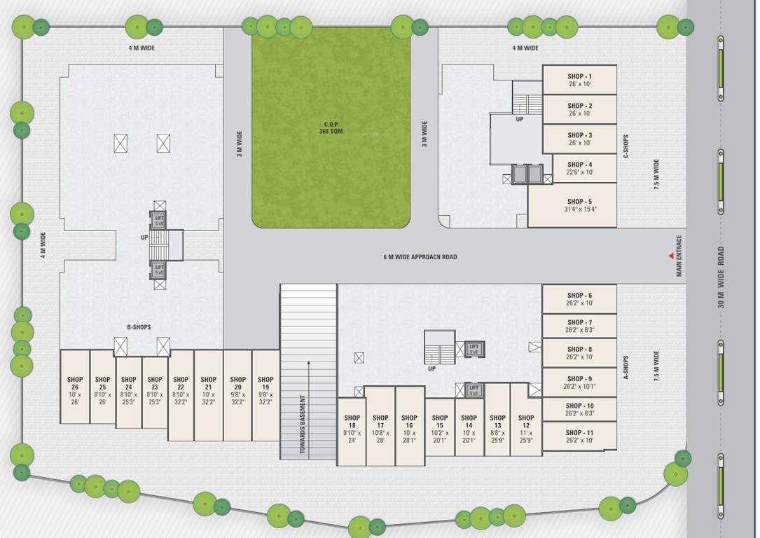  shyam one40 A,B,C Cluster Plan For Ground Floor